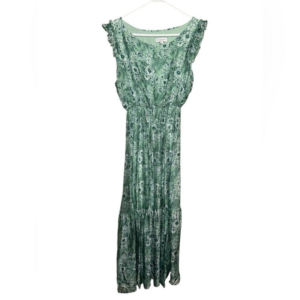 Le Ragazze Chic Green Floral Maxi Dress
